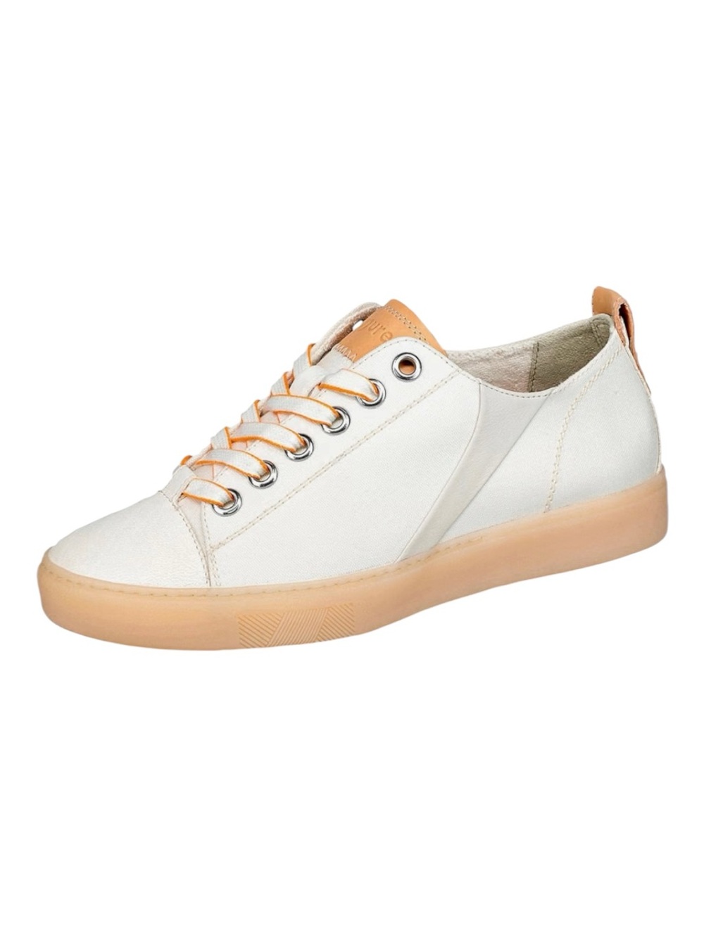 Paul Green PG pure off-white textile orange-trimmed laces women’s sneaker | US 9
